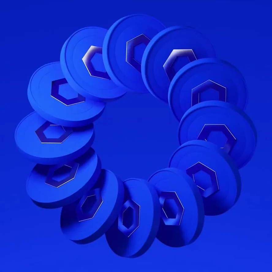 Frame from the Chainlink Reserve launch film, a ring of LINK tokens